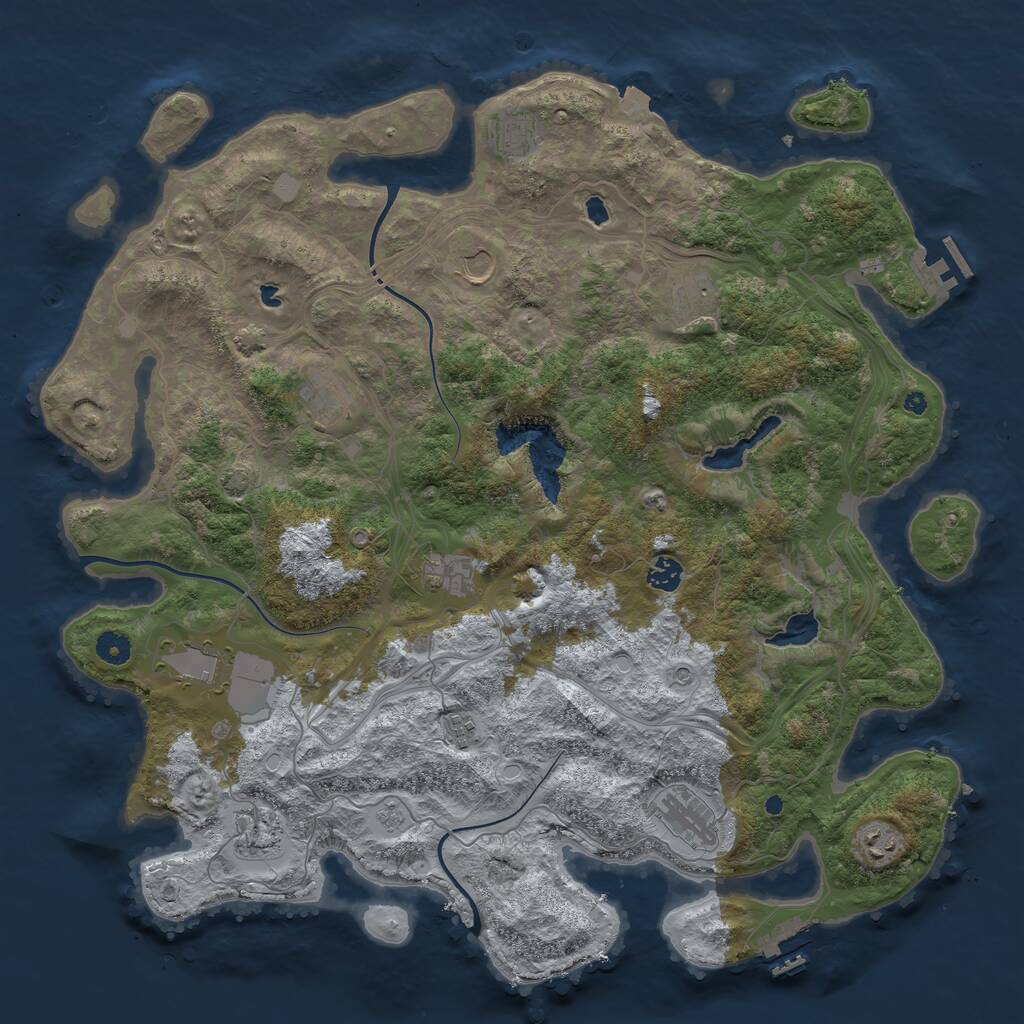 Rust Map: Procedural Map, Size: 4500, Seed: 1920912618, 17 Monuments