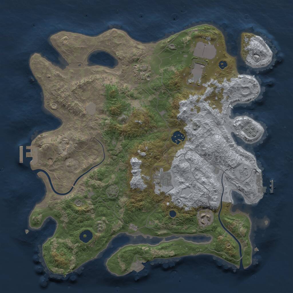 Rust Map: Procedural Map, Size: 3500, Seed: 582067042, 12 Monuments