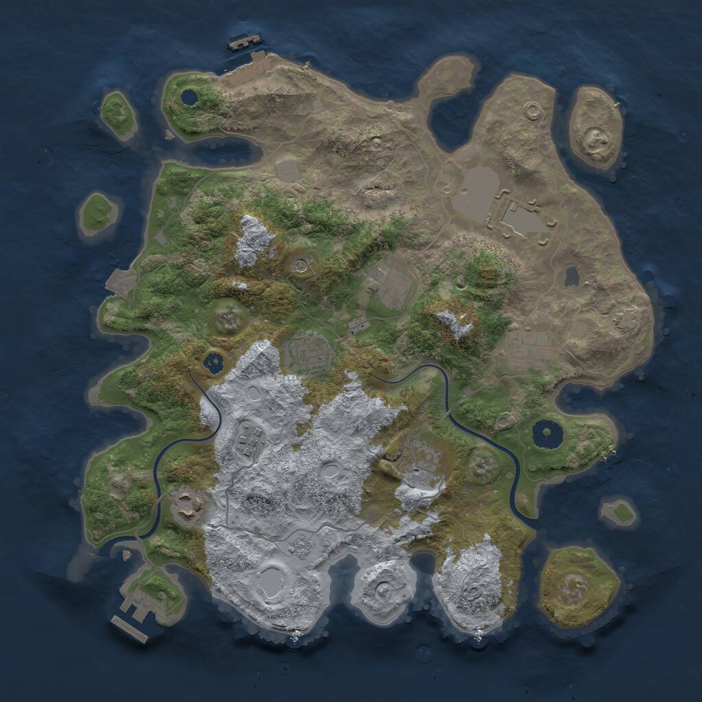 Rust Map: Procedural Map, Size: 3500, Seed: 564123987, 13 Monuments