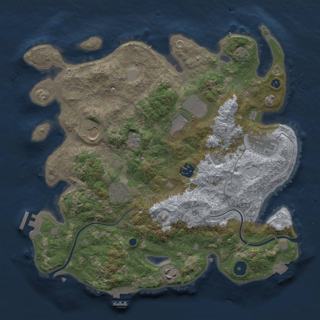 Rust Map: Procedural Map, Size: 3500, Seed: 847507600, 13 Monuments