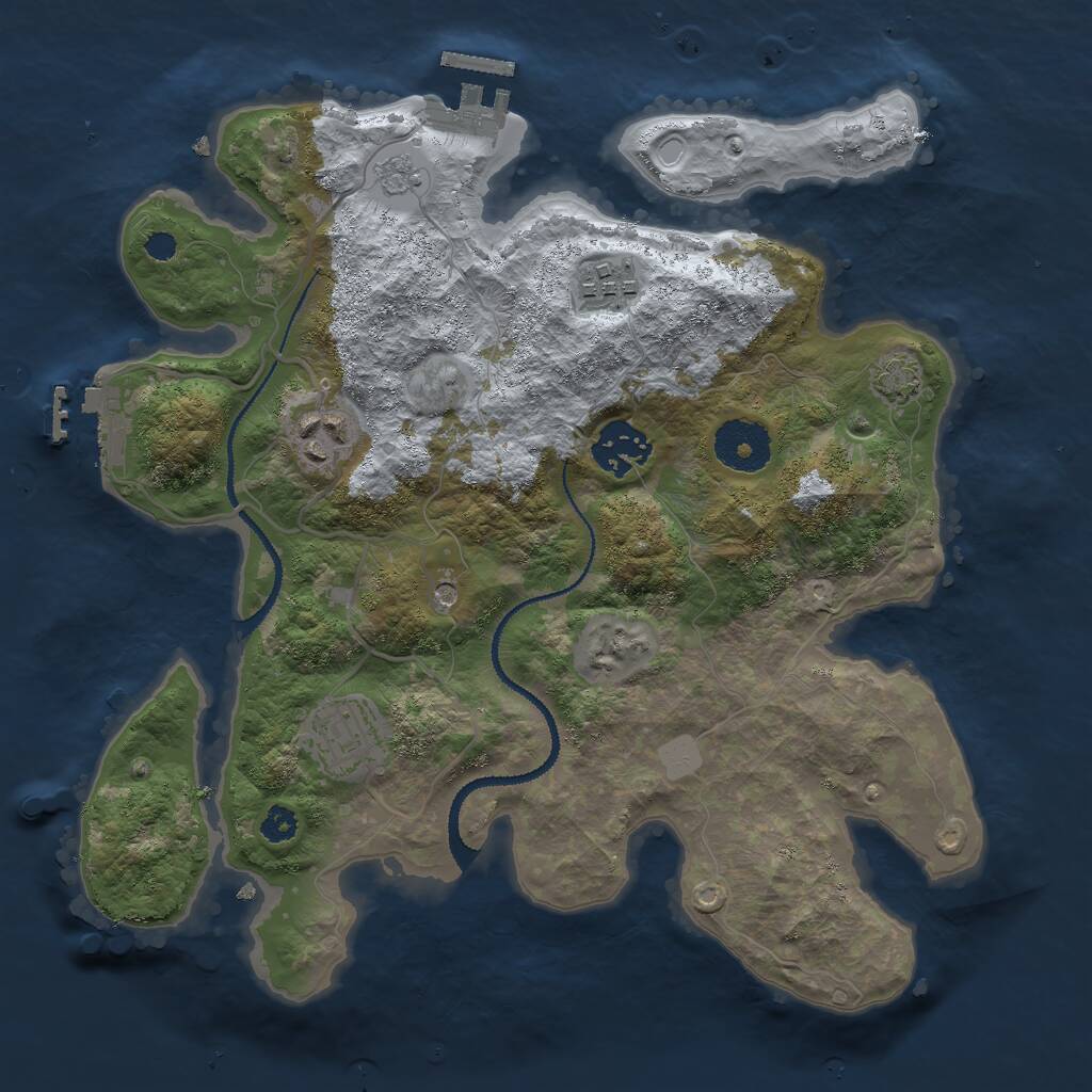 Rust Map: Procedural Map, Size: 3000, Seed: 15681, 10 Monuments