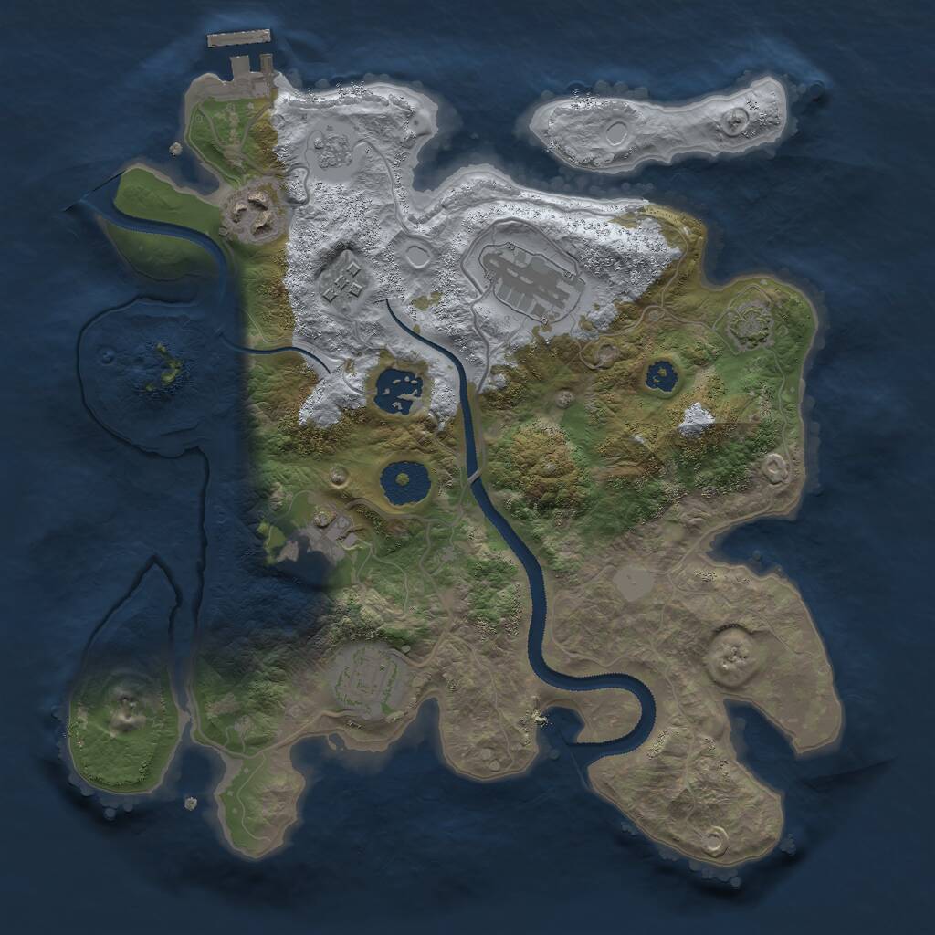Rust Map: Procedural Map, Size: 3000, Seed: 15681, 10 Monuments
