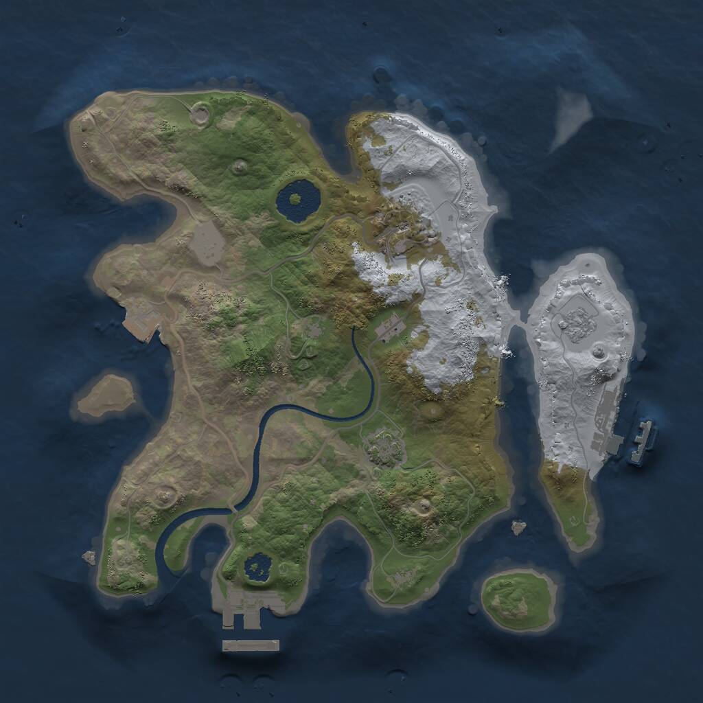 Rust Map: Procedural Map, Size: 2500, Seed: 751672663, 6 Monuments