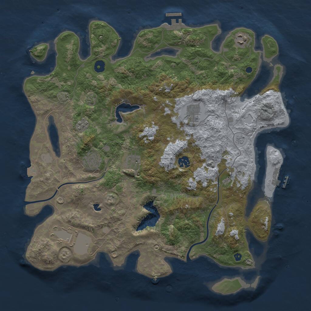Rust Map: Procedural Map, Size: 4000, Seed: 716186, 13 Monuments