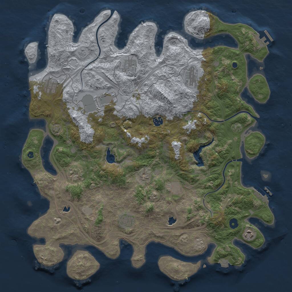Rust Map: Procedural Map, Size: 4500, Seed: 651565, 16 Monuments