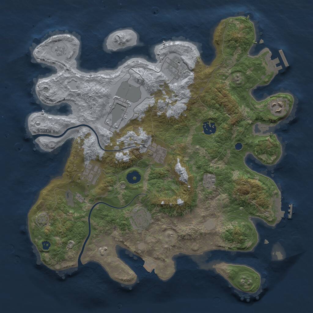 Rust Map: Procedural Map, Size: 3500, Seed: 1011011871, 14 Monuments