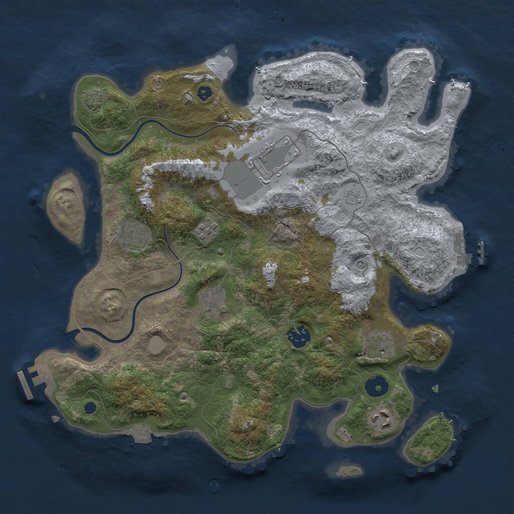 Rust Map: Procedural Map, Size: 3500, Seed: 1445217166, 13 Monuments