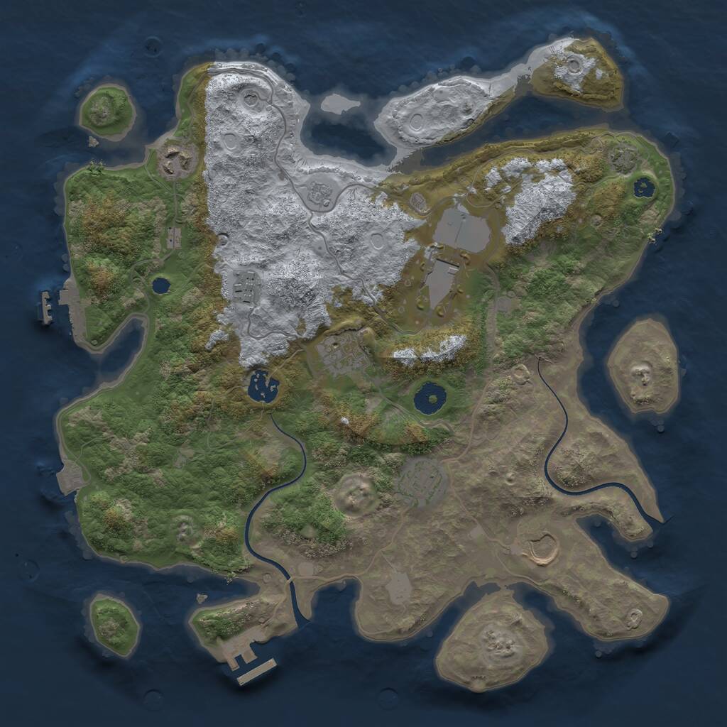 Rust Map: Procedural Map, Size: 3500, Seed: 727817270, 13 Monuments