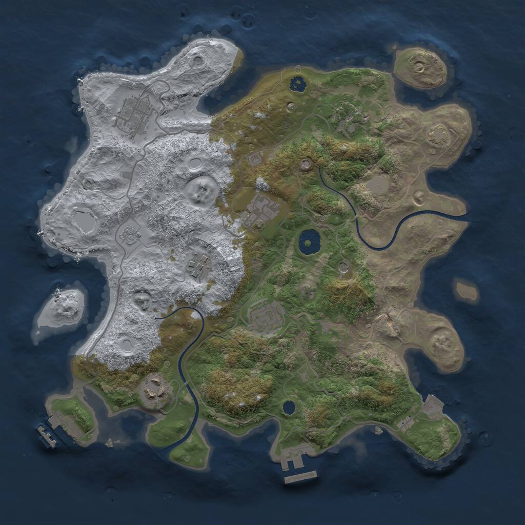 Rust Map: Procedural Map, Size: 3250, Seed: 834744418, 12 Monuments