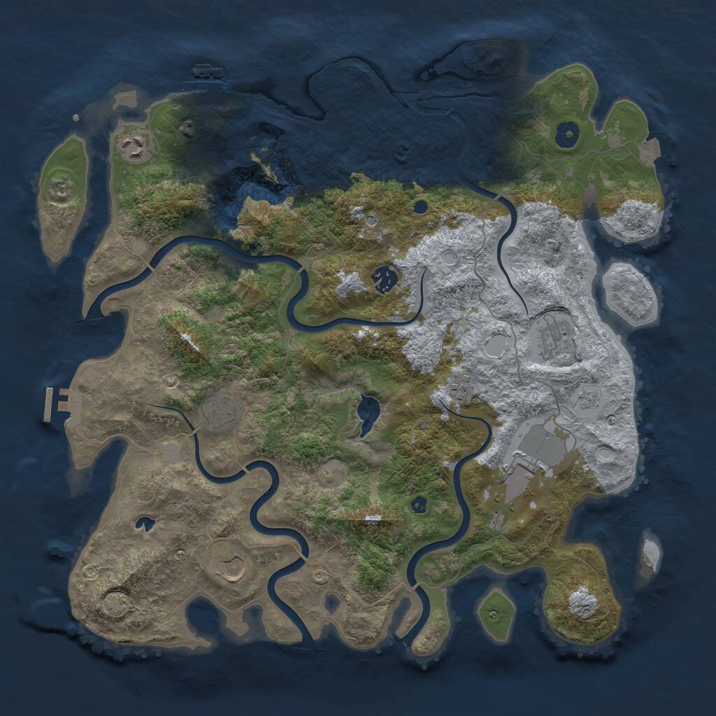 Rust Map: Procedural Map, Size: 4200, Seed: 464746285, 13 Monuments