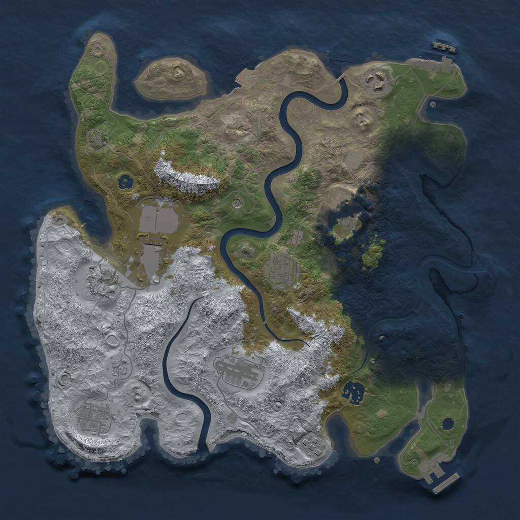 Rust Map: Procedural Map, Size: 3500, Seed: 1521496786, 15 Monuments