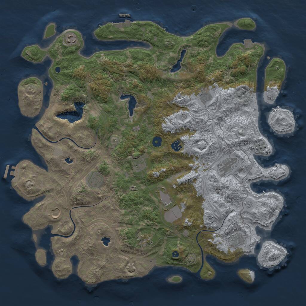 Rust Map: Procedural Map, Size: 4500, Seed: 354957544, 17 Monuments