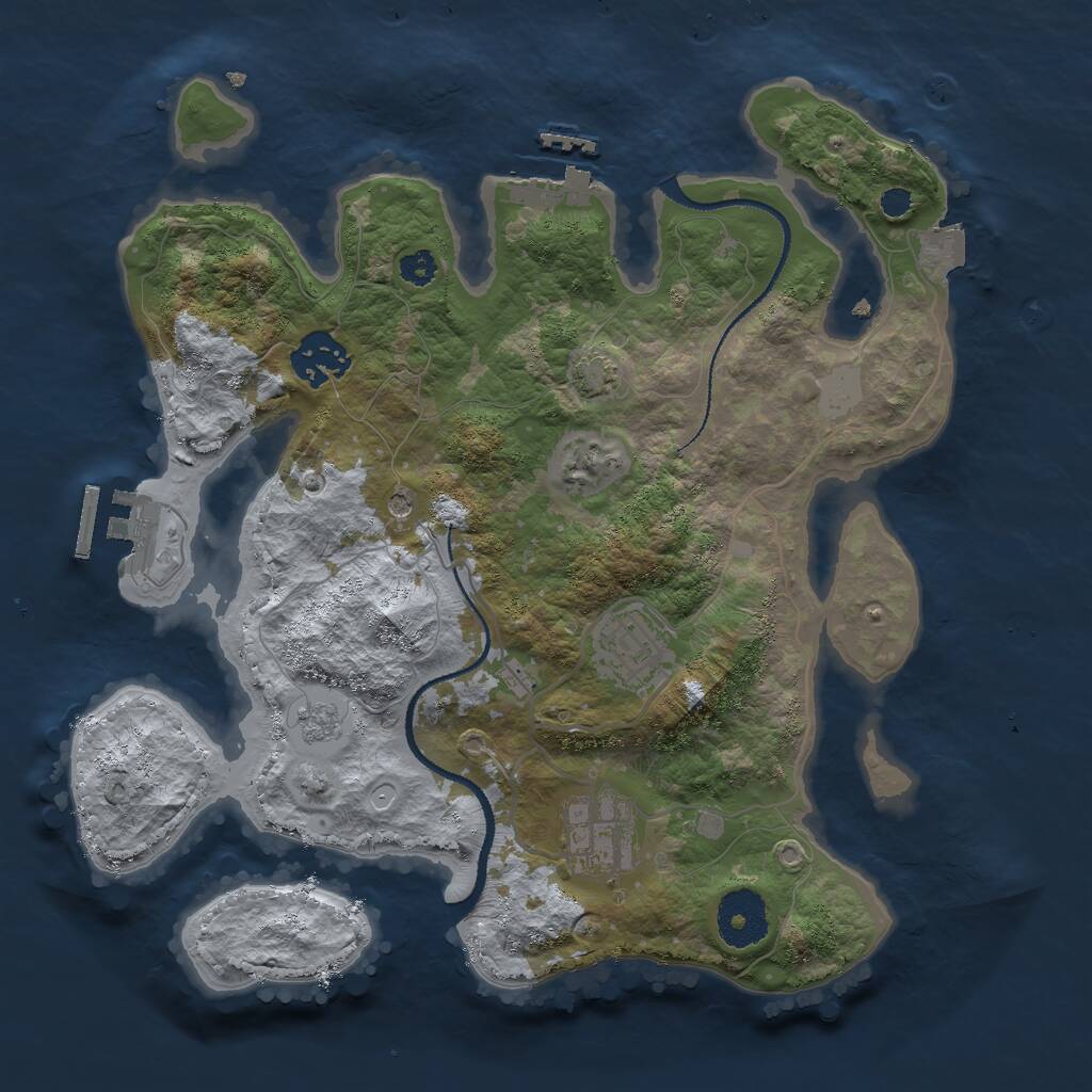 Rust Map: Procedural Map, Size: 3000, Seed: 25660267, 9 Monuments