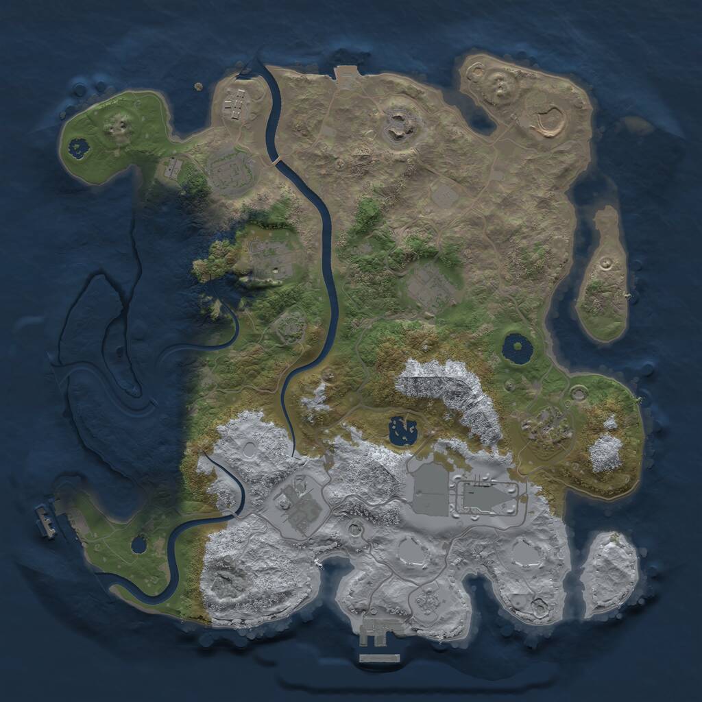 Rust Map: Procedural Map, Size: 3500, Seed: 299414, 16 Monuments