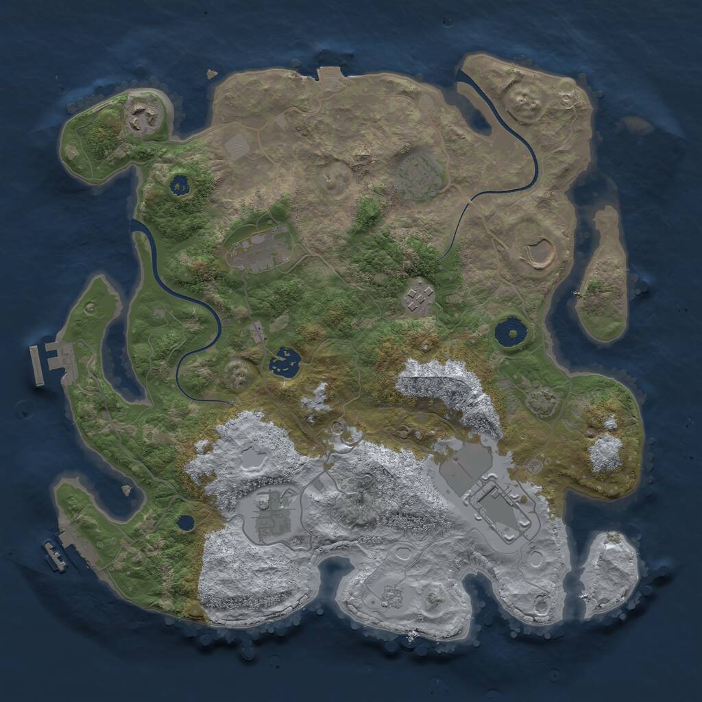 Rust Map: Procedural Map, Size: 3500, Seed: 299414, 14 Monuments