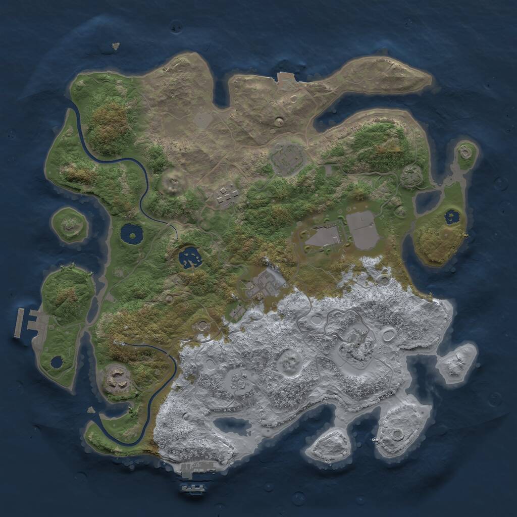 Rust Map: Procedural Map, Size: 3500, Seed: 997960896, 13 Monuments