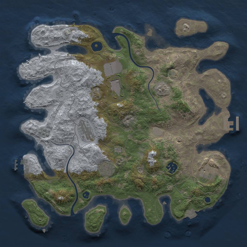 Rust Map: Procedural Map, Size: 3500, Seed: 8942, 12 Monuments