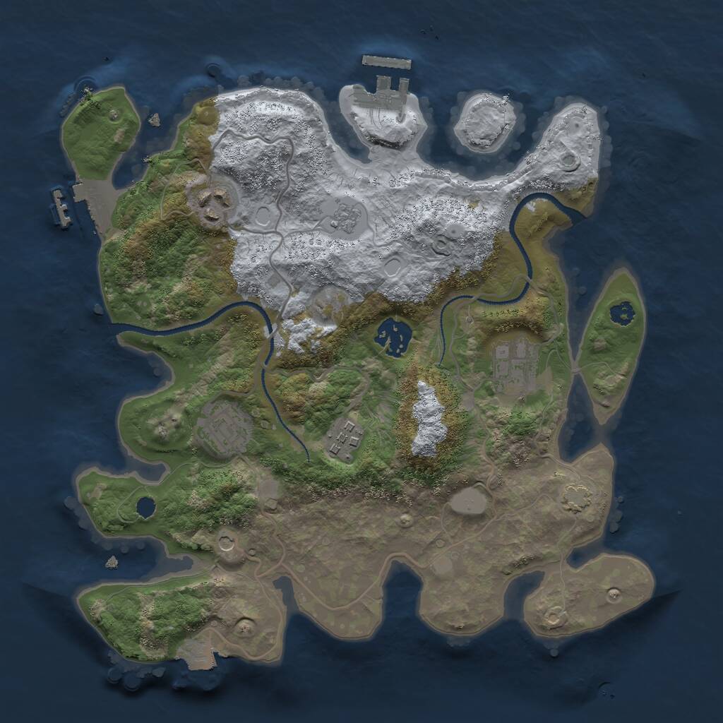 Rust Map: Procedural Map, Size: 3000, Seed: 1683267309, 11 Monuments