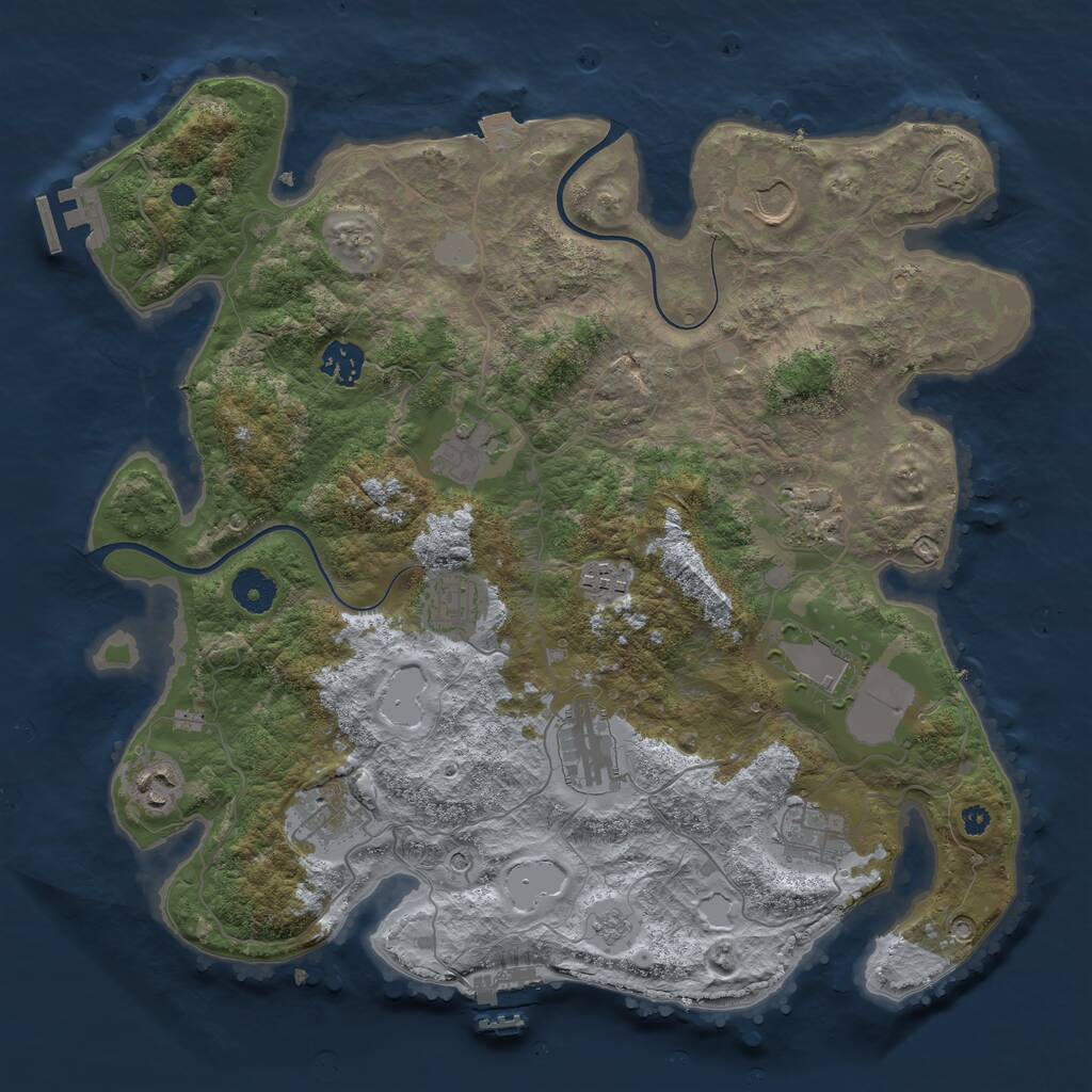 Rust Map: Procedural Map, Size: 3750, Seed: 1995391690, 17 Monuments