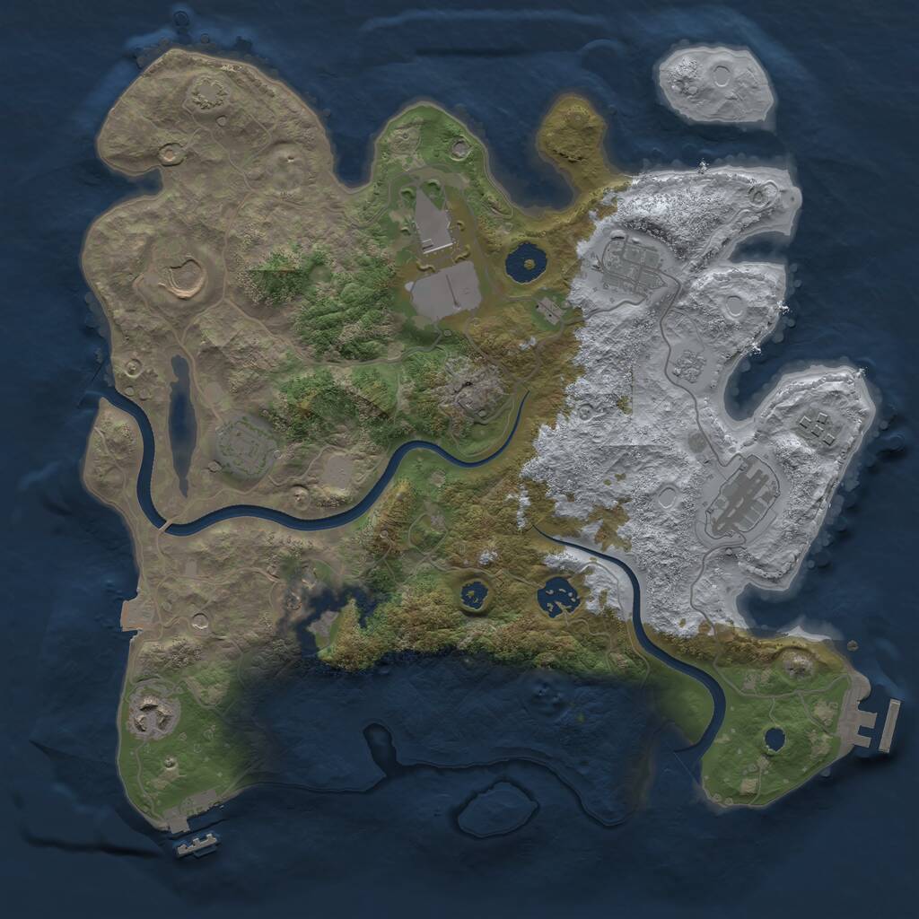 Rust Map: Procedural Map, Size: 3500, Seed: 93581773, 15 Monuments