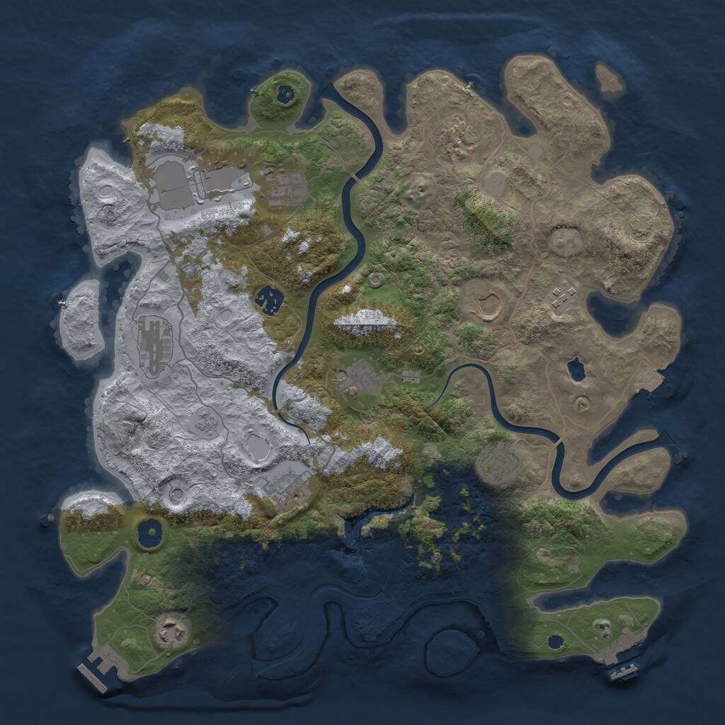 Rust Map: Procedural Map, Size: 4000, Seed: 1566421216, 17 Monuments