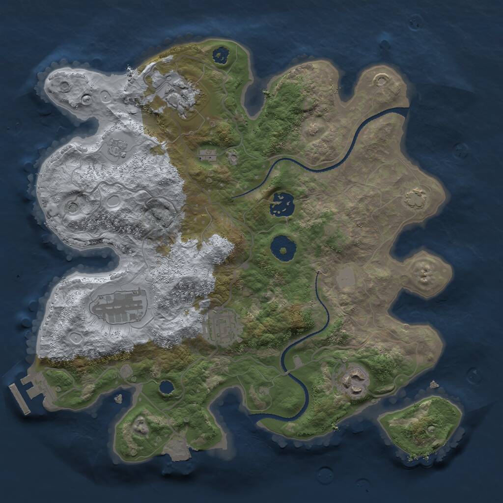 Rust Map: Procedural Map, Size: 3000, Seed: 24187, 10 Monuments