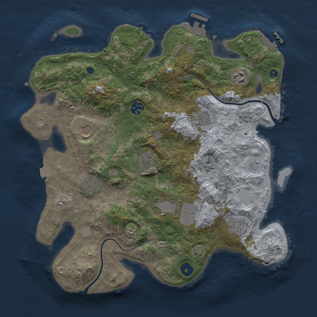 Rust Map: Procedural Map, Size: 3700, Seed: 372231376, 15 Monuments