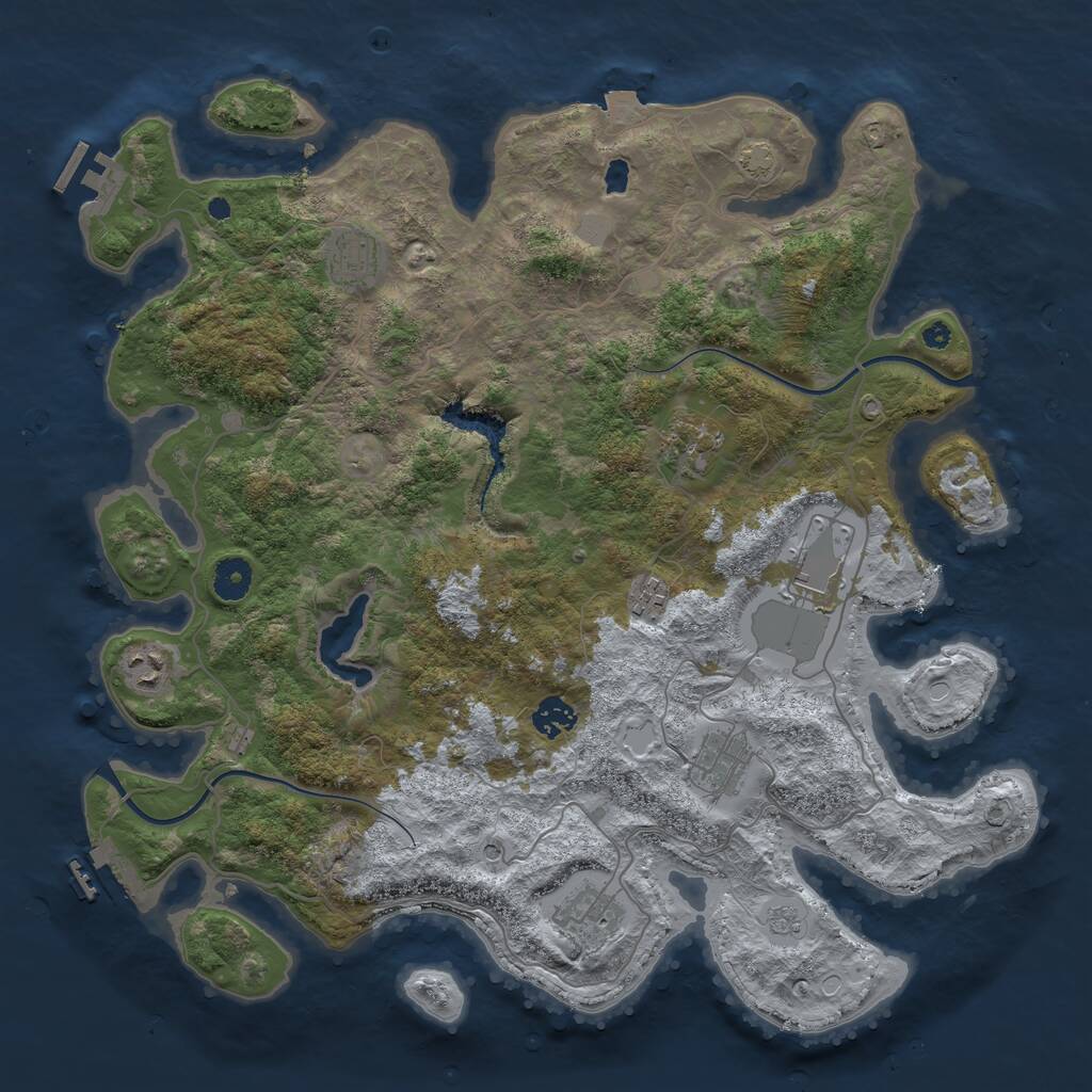 Rust Map: Procedural Map, Size: 4000, Seed: 32054, 14 Monuments