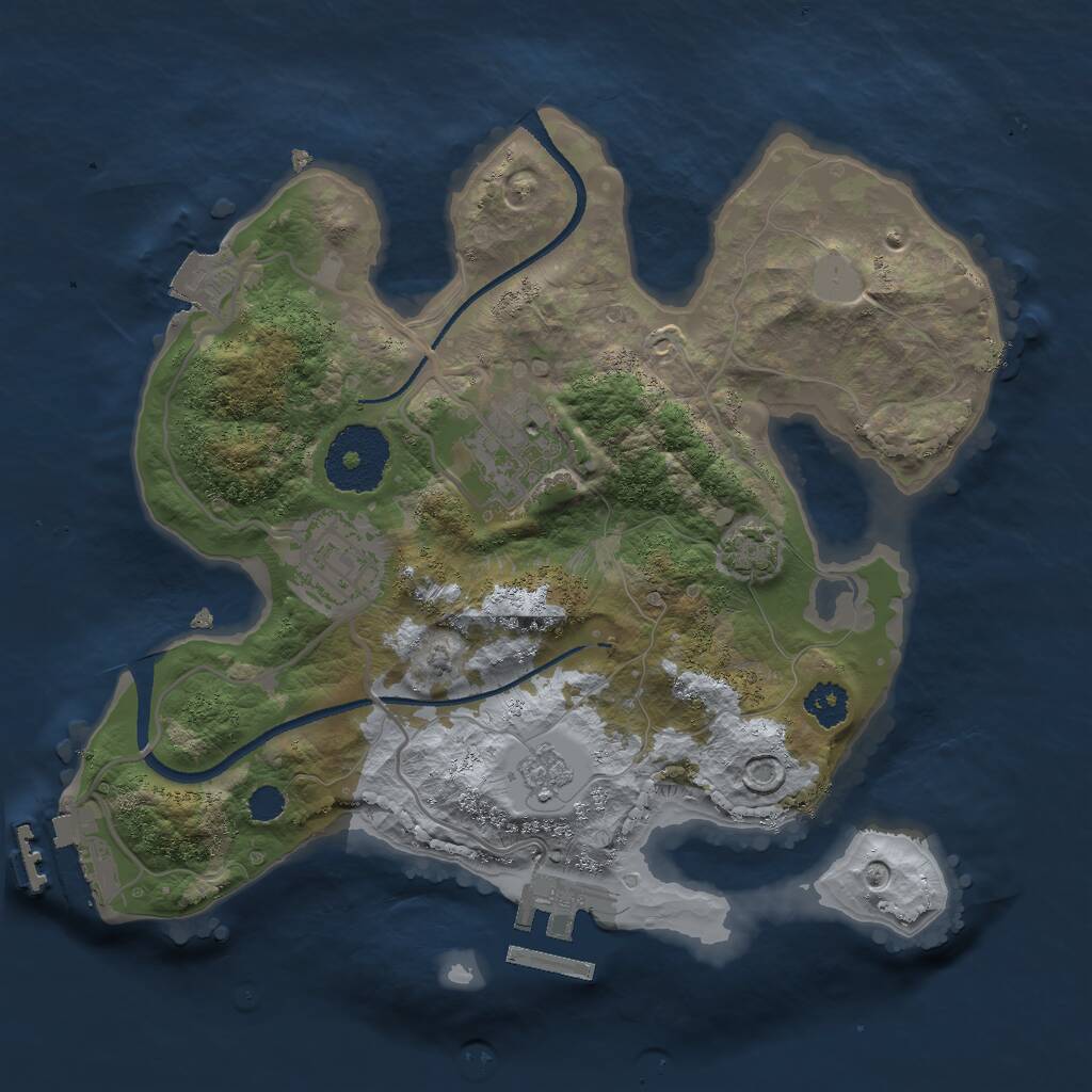 Rust Map: Procedural Map, Size: 2500, Seed: 382875353, 7 Monuments