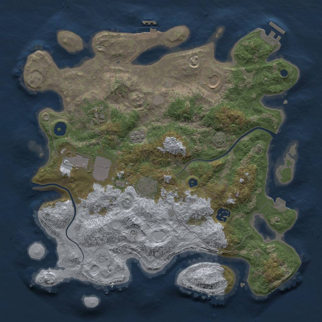 Rust Map: Procedural Map, Size: 3600, Seed: 6018562, 12 Monuments