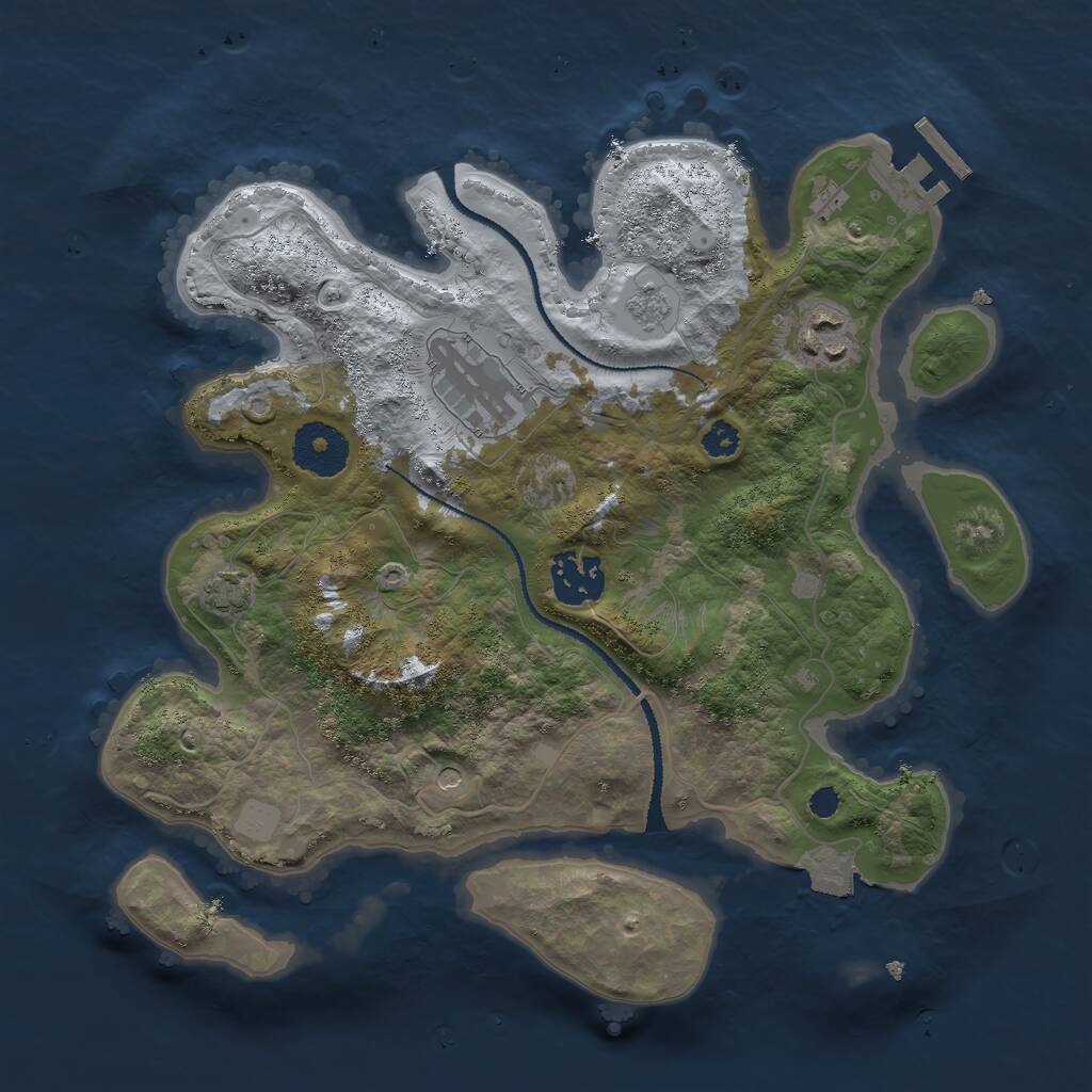 Rust Map: Procedural Map, Size: 3000, Seed: 43271, 8 Monuments