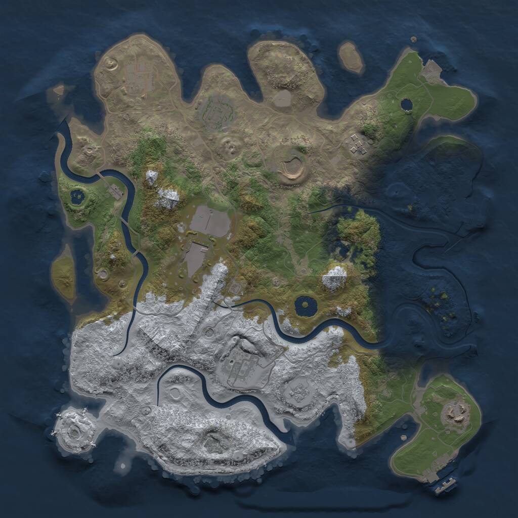 Rust Map: Procedural Map, Size: 3500, Seed: 65478451, 13 Monuments