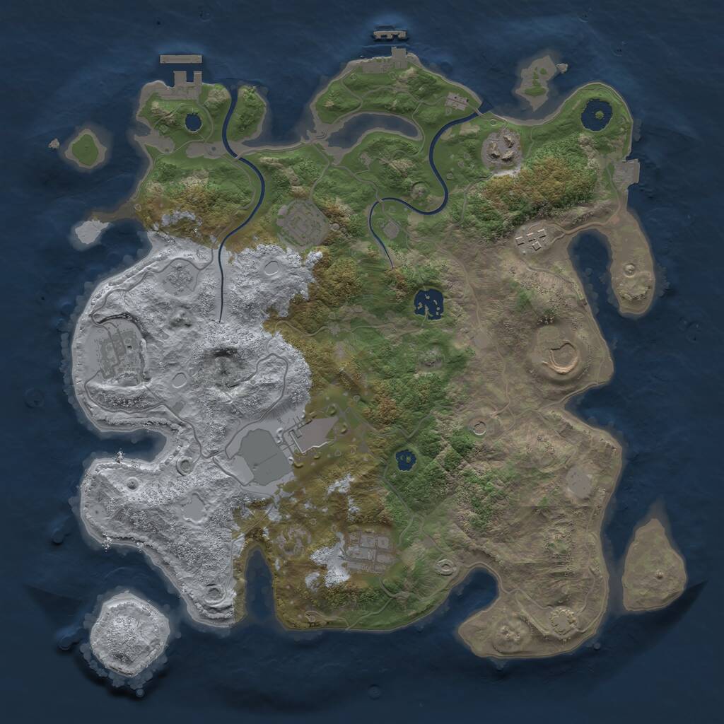 Rust Map: Procedural Map, Size: 3500, Seed: 670650463, 14 Monuments