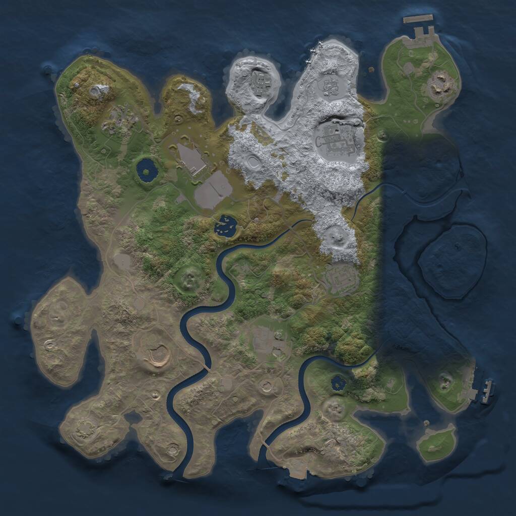 Rust Map: Procedural Map, Size: 3500, Seed: 33483221, 15 Monuments