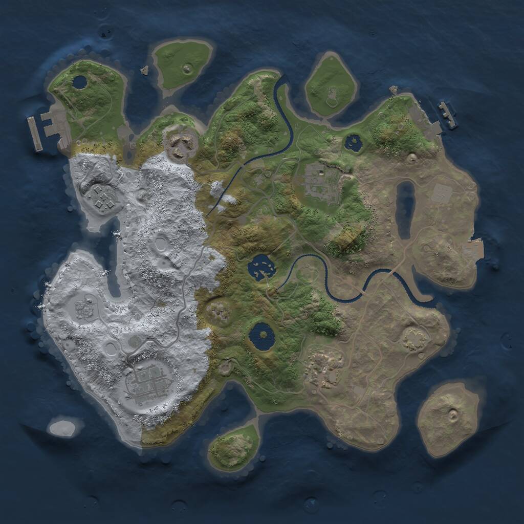 Rust Map: Procedural Map, Size: 3000, Seed: 913923880, 11 Monuments