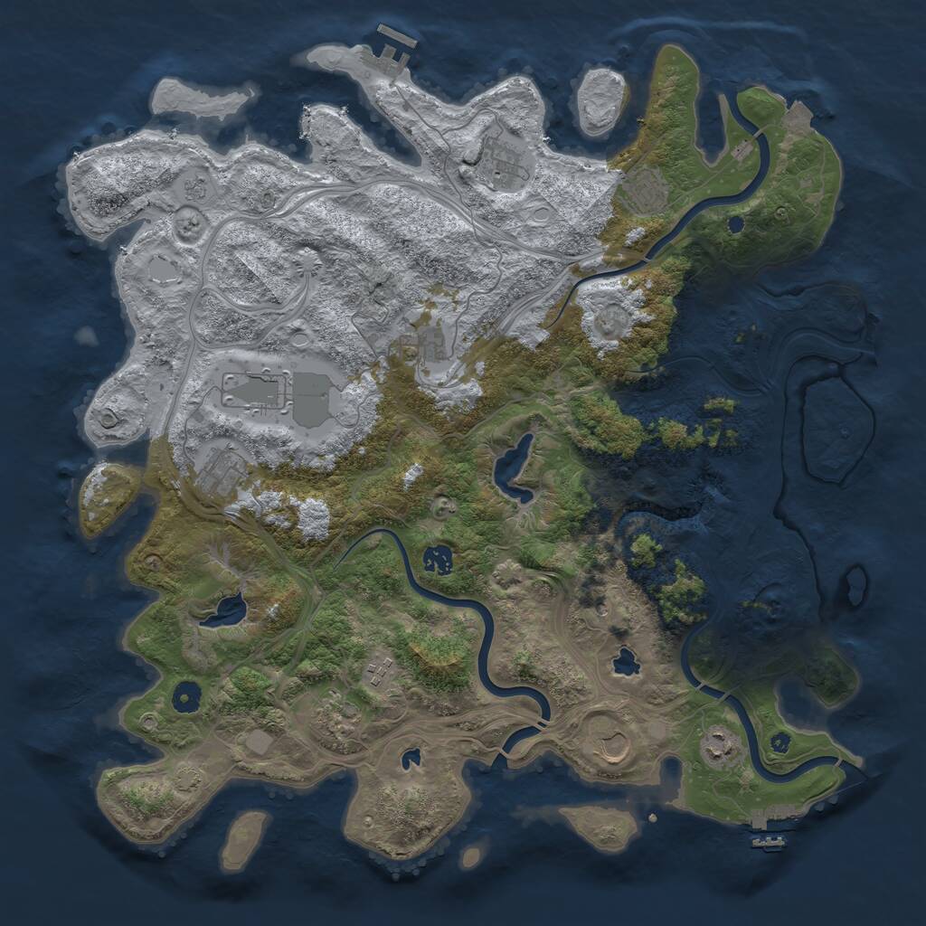 Rust Map: Procedural Map, Size: 4500, Seed: 719142567, 16 Monuments