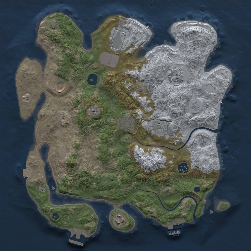 Rust Map: Procedural Map, Size: 3500, Seed: 60866564, 14 Monuments
