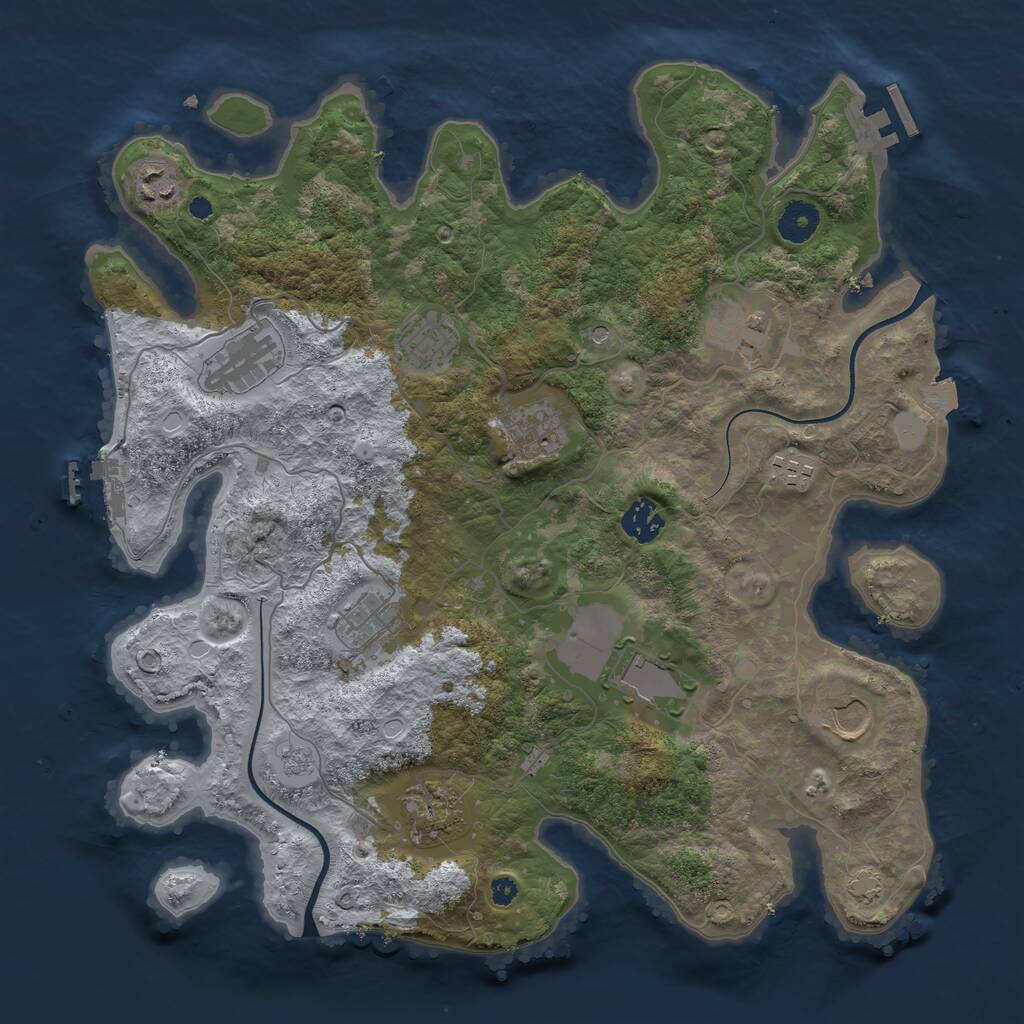 Rust Map: Procedural Map, Size: 3750, Seed: 385598023, 17 Monuments