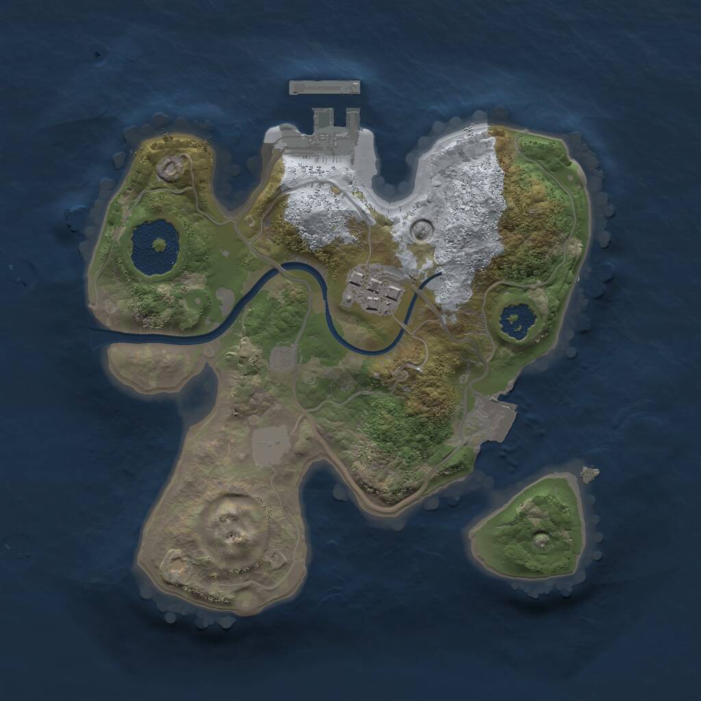 Rust Map: Procedural Map, Size: 2000, Seed: 48421, 3 Monuments