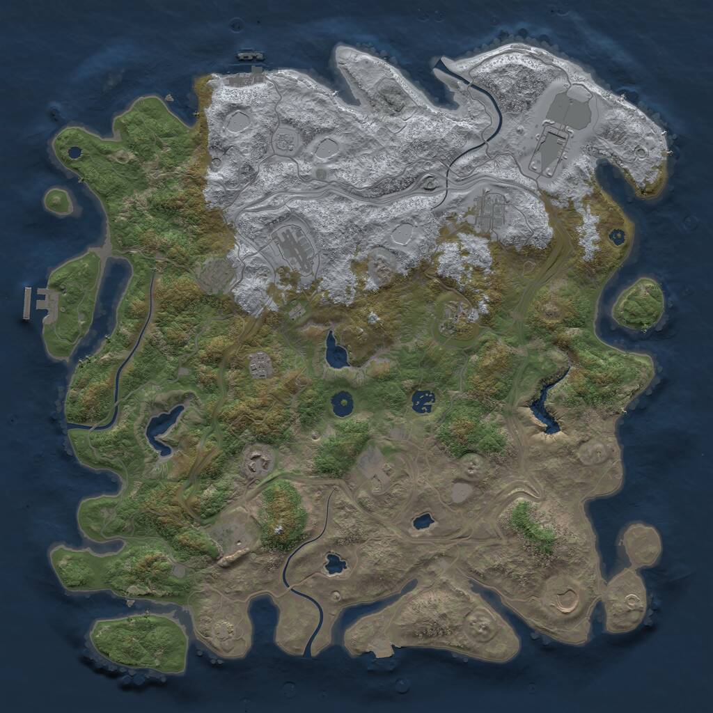 Rust Map: Procedural Map, Size: 4500, Seed: 1683267309, 17 Monuments