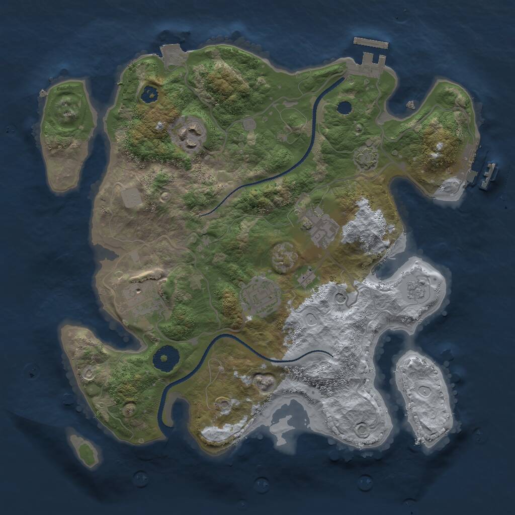 Rust Map: Procedural Map, Size: 3000, Seed: 1134372642, 10 Monuments