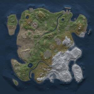 Thumbnail Rust Map: Procedural Map, Size: 3000, Seed: 1134372642, 10 Monuments