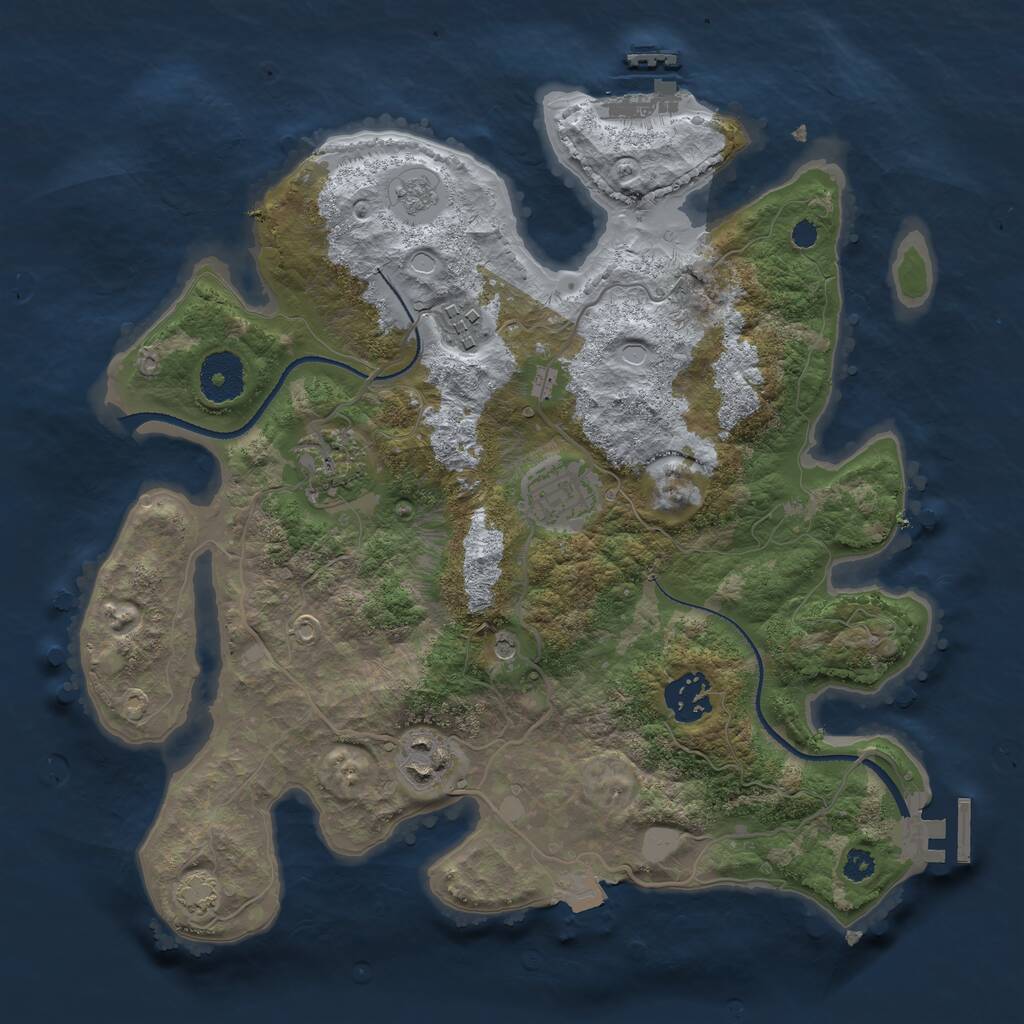 Rust Map: Procedural Map, Size: 3200, Seed: 48421, 11 Monuments