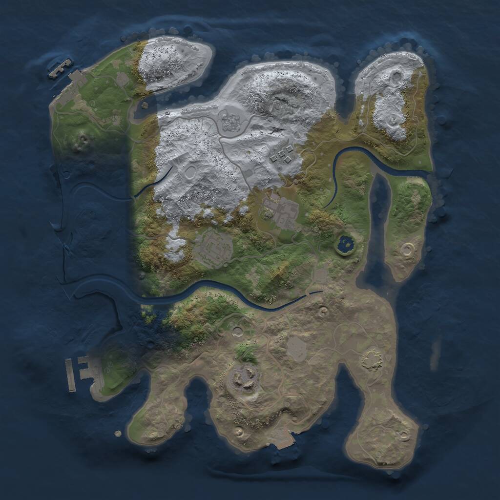 Rust Map: Procedural Map, Size: 3000, Seed: 695479702, 10 Monuments