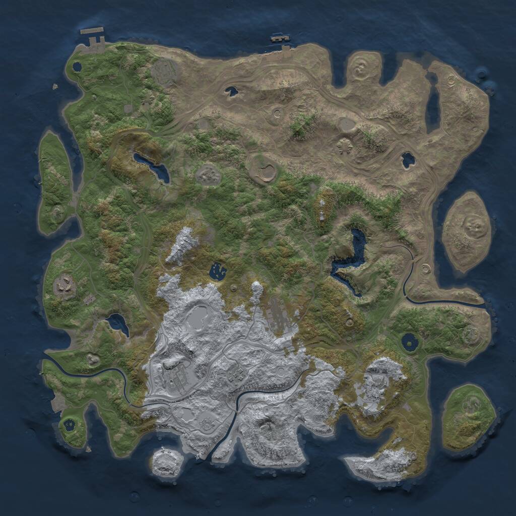 Rust Map: Procedural Map, Size: 4500, Seed: 1104756425, 14 Monuments