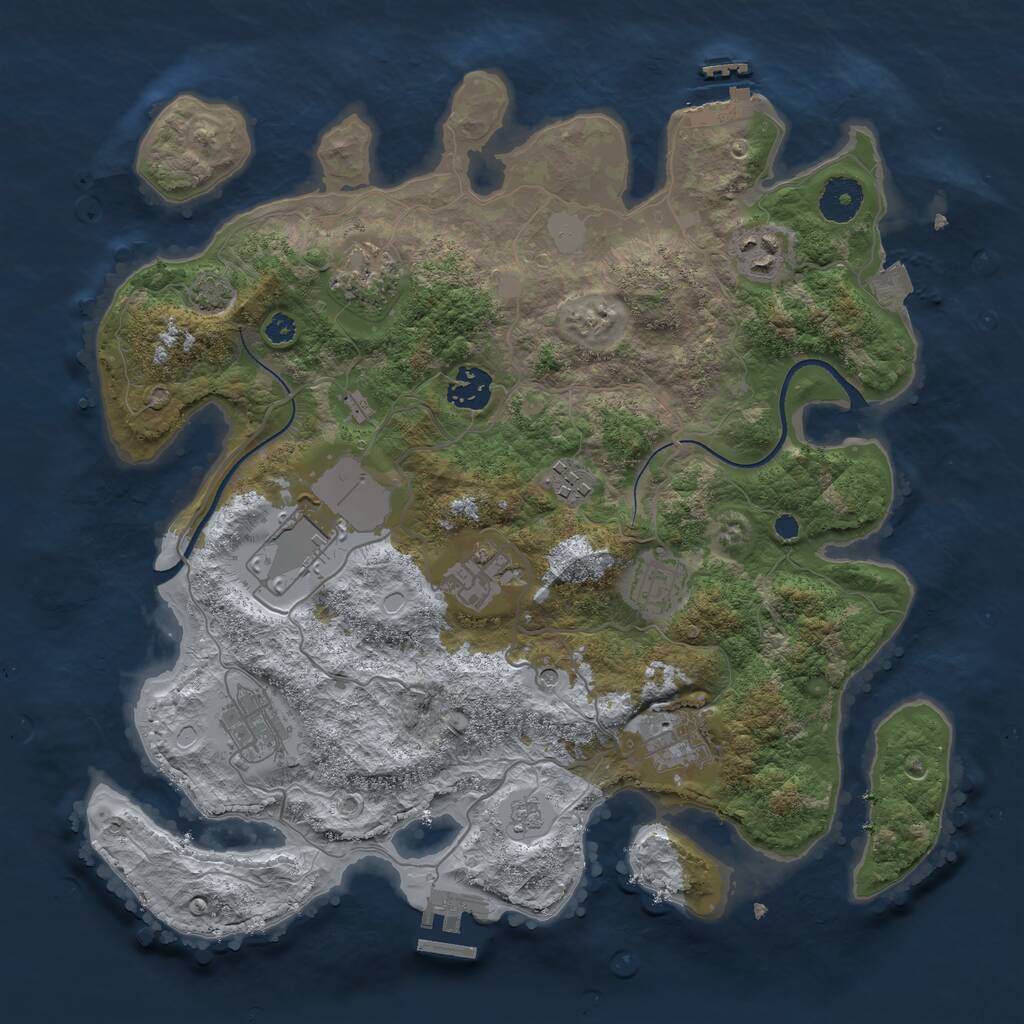 Rust Map: Procedural Map, Size: 3500, Seed: 2025382550, 15 Monuments