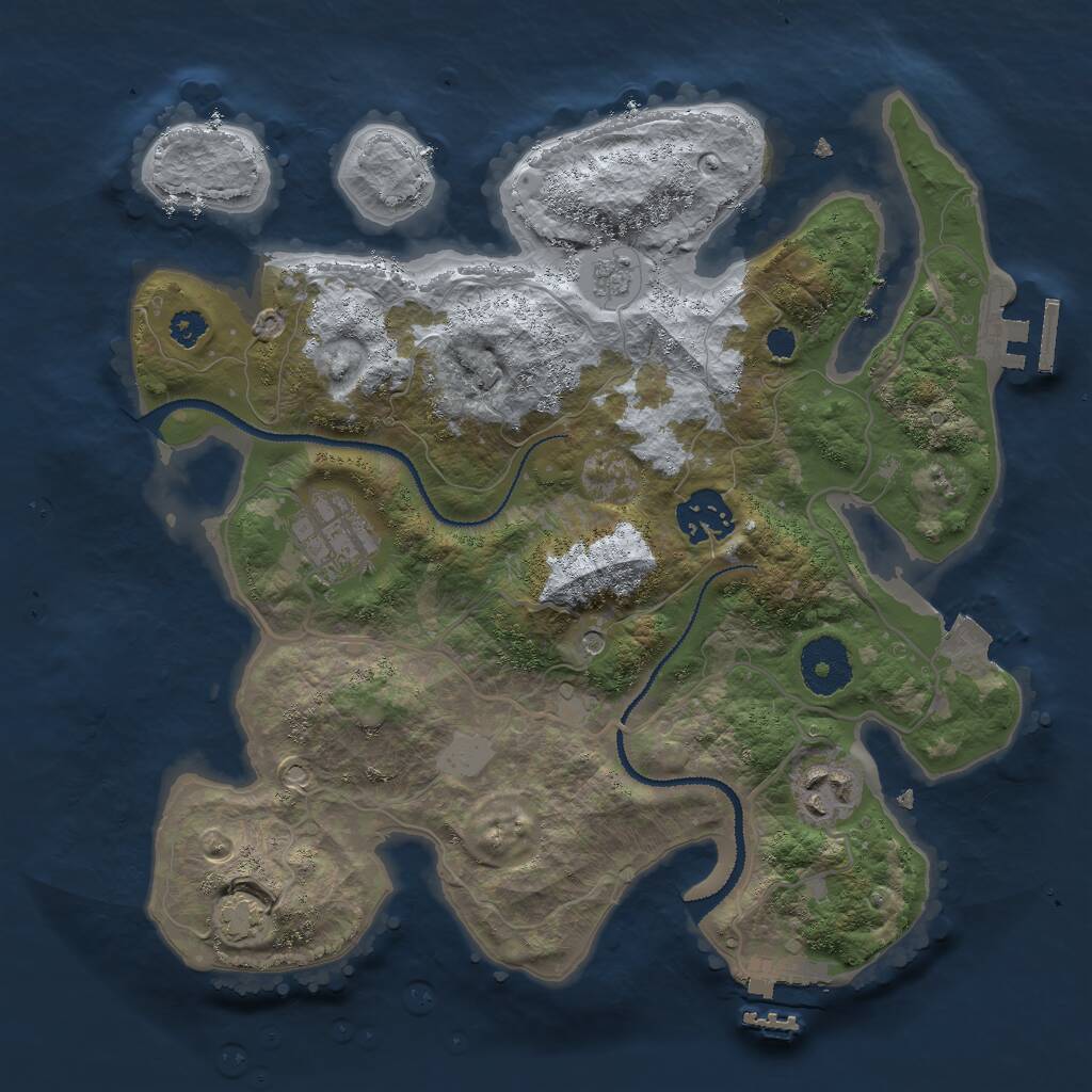Rust Map: Procedural Map, Size: 3000, Seed: 724330083, 9 Monuments