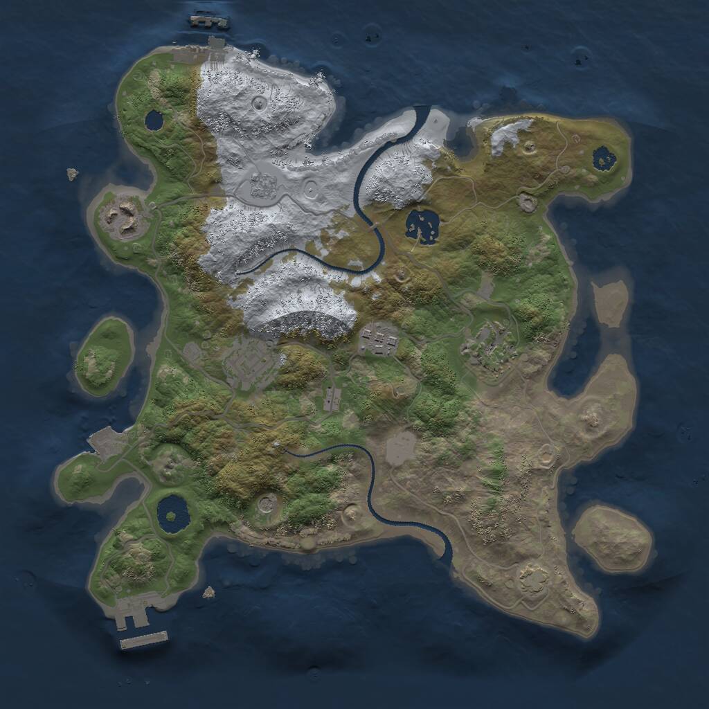 Rust Map: Procedural Map, Size: 3000, Seed: 614537985, 11 Monuments