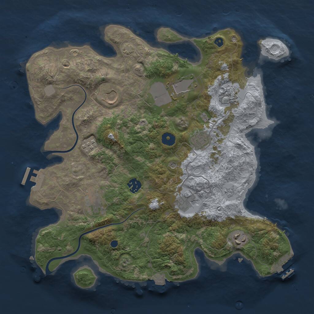 Rust Map: Procedural Map, Size: 3500, Seed: 1910867219, 15 Monuments