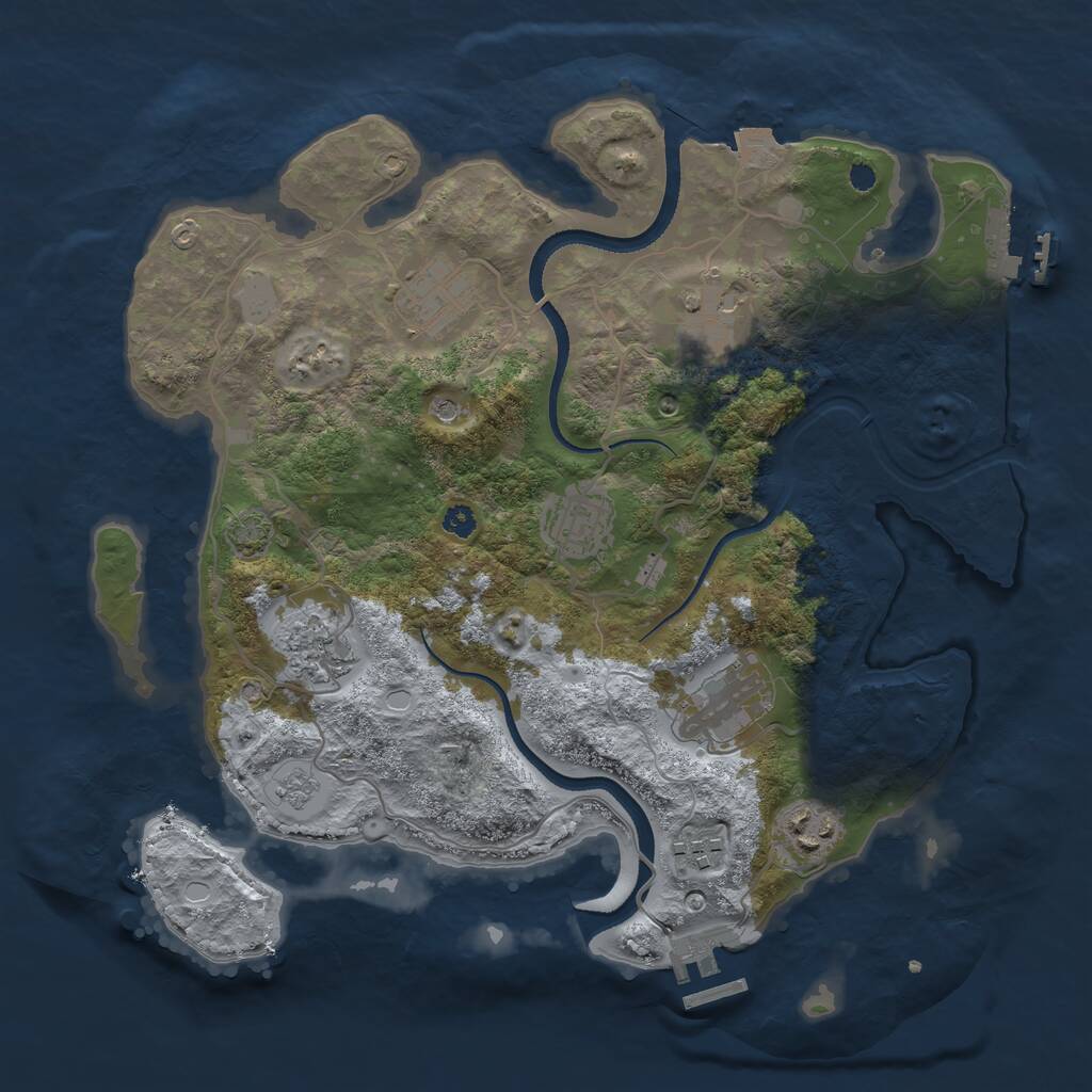 Rust Map: Procedural Map, Size: 3350, Seed: 775890798, 13 Monuments